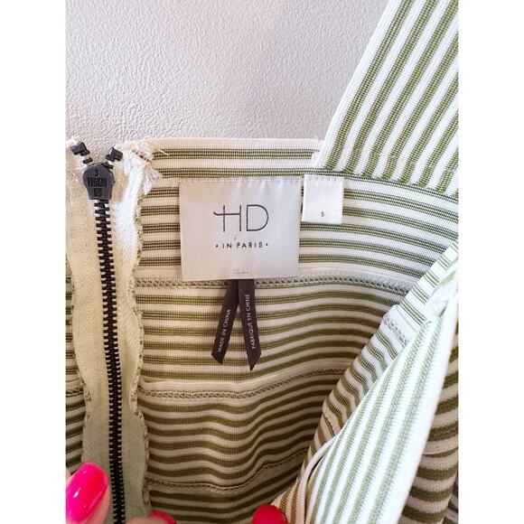 Anthropologie HD Paris Green White Structured Peplum Pleated Tank Top Small - Picture 4 of 9